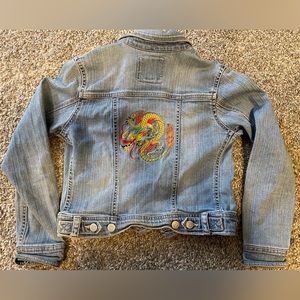 Old Navy denim jacket with custom embroidery on back